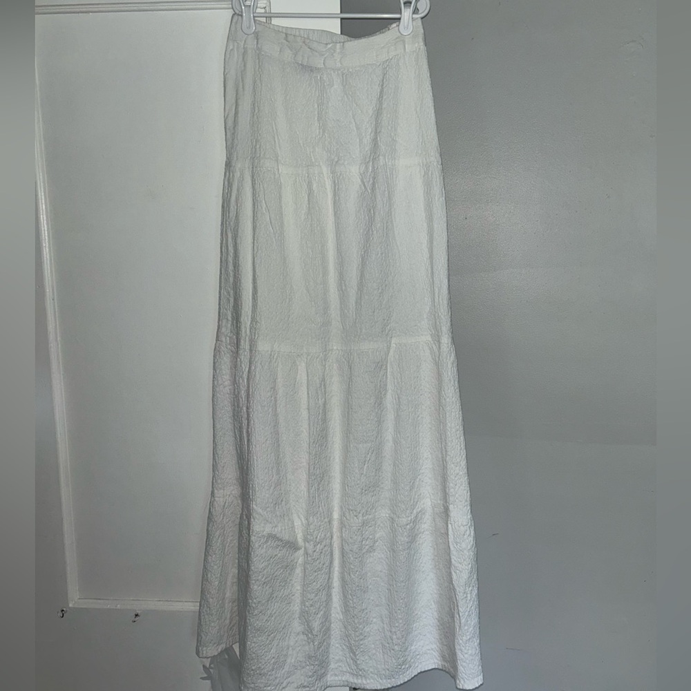 Pretty Little Thing White Maxi Linen Skirt